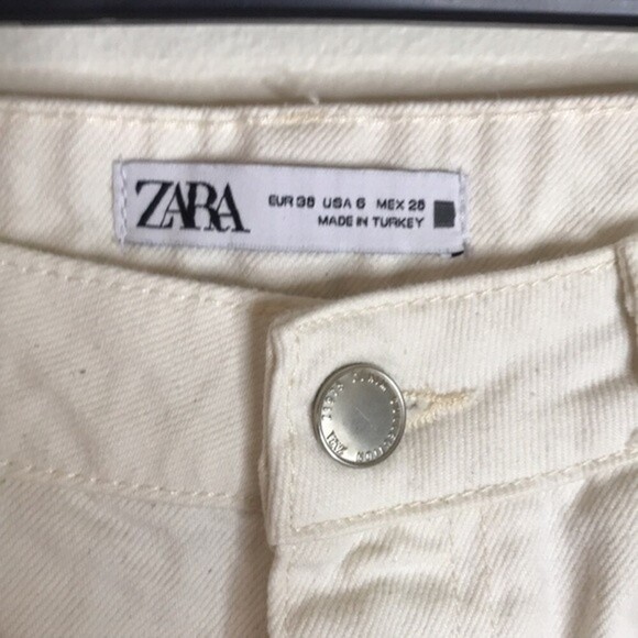 Zara ladies high rise mom jeans with fringe ankles size 6 - Picture 5 of 11